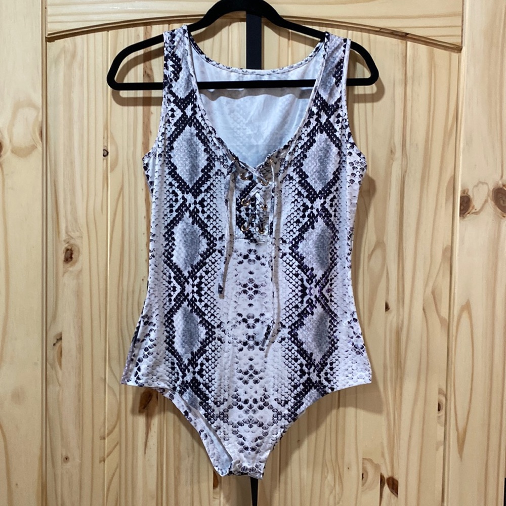 Snakeskin print bodysuit